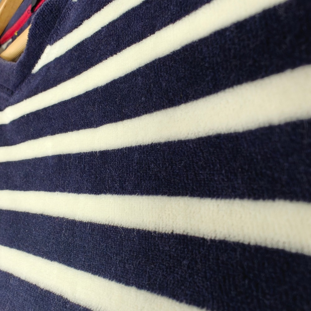 Vintage Tommy Hilfiger Velour Striped Shirt Mens XXL Navy White Y2K 2002 V-Neck - Picture 13 of 13